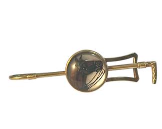 Tiffany & Co. 14K Gold Tie Bar with Reverse Carved Horse.