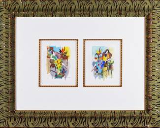 Lot 650 Itzchak Tarkay Mixed Media Realaxing Day