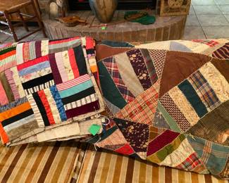 Several Antique Victorian Crazy Quilts, 19th century