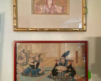 Japanese Wood Block Print by Yoshisada, 19th Century, theater scene from the EDO period