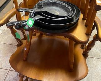 Caption Chair, Childs Caption Chair, Selection of Iron Skillets