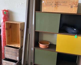 Vintage Book Case and Antique Wooden Boxes