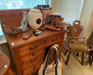 Antique Carved Washstand and Cigar Accessories