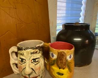 Antique Crockery and Pottery Face Coffee Mugs
