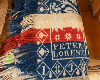 Blanket woven by Peter Lorenz, dated 1838