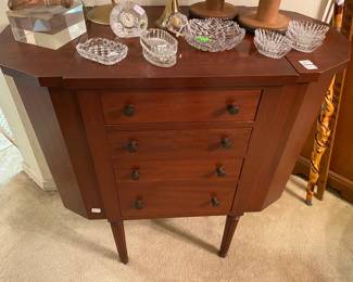 Antique Sewing Cabinet, Brilliant Cut Crystal