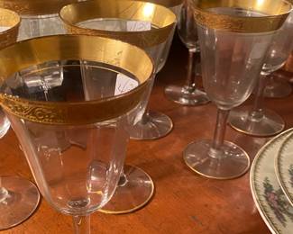 Set of gold rim goblets