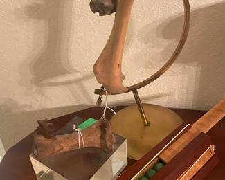 Primitive Bone with Arrowhead, Vintage Marble Traveling Case