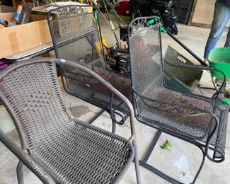 Pair of Vintage Wrought Iron Springer Chairs
