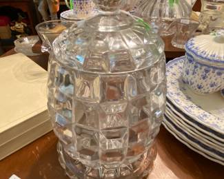 Antique Glass Tobacco Jar and Ashtray