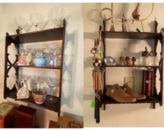 Pair of Mahogany Shelves filled with treasures