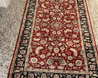 100% Wool handmade hand tied fringe rug