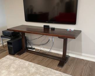 Trestle Plank table - late 18th century (75" x 25" x 31") and Sharp TV