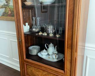 French Vitrine - late 18th century (38" x 17 x 77") with 4 shelves and lower drawer - excellent condition