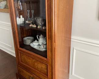 Another view of the French Vitrine - late 18th century (38" x 17 x 77") with 4 shelves and lower drawer - excellent condition