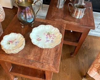 Indonesia  wood side table with lower tier (17.75" x 18" x 21.75) - matched set of 2 available