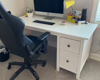 White desk with 2 drawers and desk chair