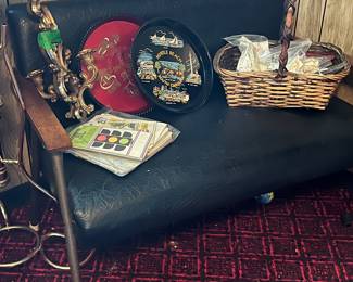 MID CENTURY VINYL LOVESEAT