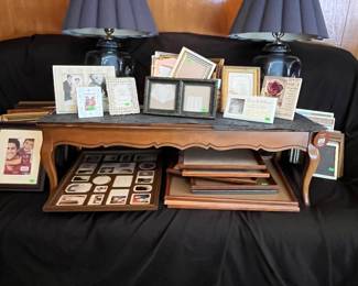 ITALIANATE COFFEE TABLE WITH FRAMES AND TABLE LAMPS