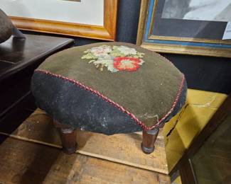Antique Foot stool will needle point top