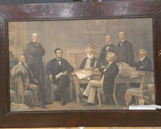 Abraham Lincoln cabinet meeting framed picture
Antique