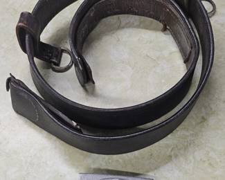 WWII aluminum belt buckle replica with leather belt