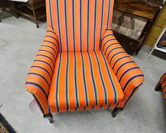 Orange striped arm chair