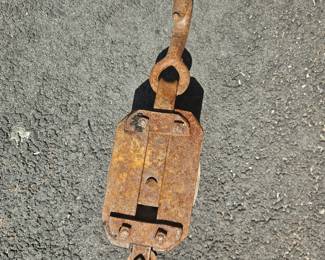 Wood and metal antique pulley