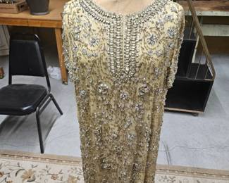 Front view of antique beaded dress