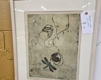 Antique Dragonfly ink picture framed