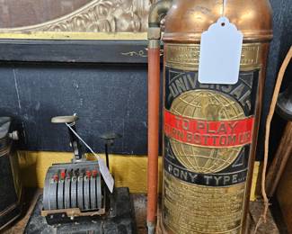 Antique copper/brass universal fire extinguisher and check encoder antique