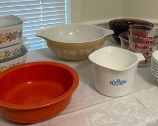 Vintage Pyrex, 9” Fiestaware Bowl / Fiesta, Corning “Orchard Rose”, Corelle Cereal Bowls