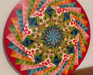 Vintage Mandala Painting on Wood • Wall Hanger Groovy 1970’s Art Trippy Hippy 
