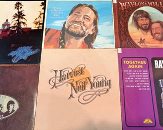 Vintage Vinyl Records Record Albums LP’s 12” / 33&1/3. The Beatles, Neil Young, The Eagles “Hotel California”, Willie Nelson, Ray Charles & Many Others! Elvis Presley 45 & a Bing Crosby 78. 