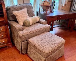 Upholstered Chair with matching Ottoman