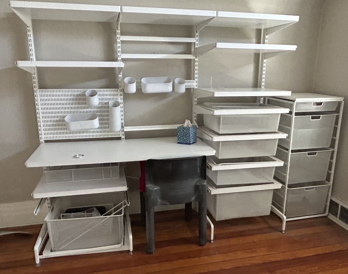 This whole ELFA unit, with the rolling cart to the right of it. $350.