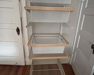 ELFA Classic Wide Tall Drawer Solution. This is one of twelve  free standing ELFA units. It's about 3.5' tall, 22" wide--and we're selling them $80 each, with all  shelves or drawers. Each one has different things (drawers, shelves) in it.  [originally at Container Store, $254, currently on sale for $166.] We have quite a few different shelves, drawers that will be included in each.