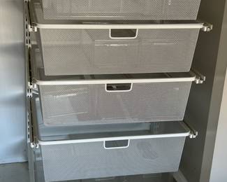 ELFA Classic Wide Tall Drawer Solution. This is one of twelve  free standing ELFA units. It's about 3.5' tall, 22" wide--and we're selling them $80 each, with all  shelves or drawers. Each one has different things (drawers, shelves) in it.  [originally at Container Store, $254, currently on sale for $166.] We have quite a few different shelves, drawers that will be included in each.