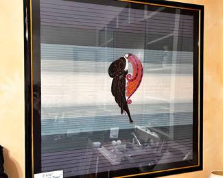 "Beauty and the Beast" on silk, by Erté