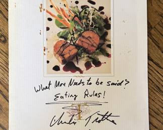 Autographed Charlie Trotter Menu. Photo 1 of 2.