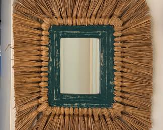 Natural Fiber Frame Mirror. Measures 24" x 24".