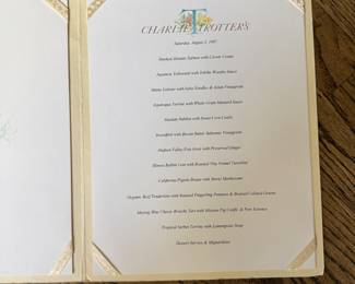 Autographed Charlie Trotter Menu. Photo 2 of 2.
