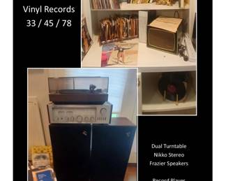 Stereo, Vinyl Records, Sheet Music, Duel Turntable, Nikko Stereo, Frazier Speakers SOLD - STEREO