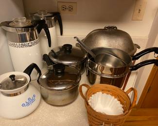 Vintage Corning Ware, Vintage Rever Ware Cookware Copper Bottoms