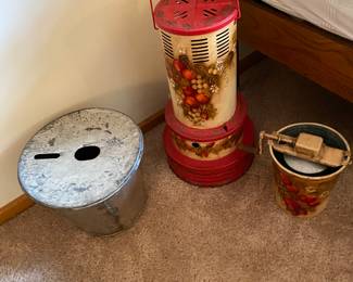 Antique Bread Mixer, Hand Painted Antique Heater, Ice Cream Churn