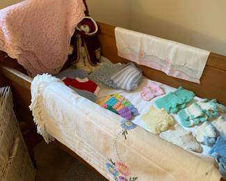 Vintage Baby Knitted Booties, Coverlet