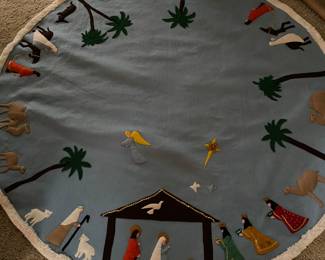 Vintage Applique Felt Wool Tree Skirt