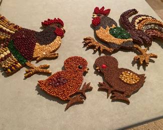 Vintage Home Made Craft Seeds Rooster Hen Baby Chicks