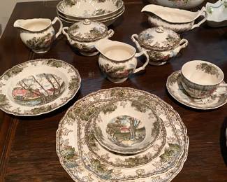 Vintage Johns. Bros, "The Friendly Village" 7 Piece Place Setting. Plus Service