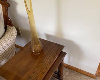 Mid Century Viking Stretch Vase, Glass, Ethan Allen Nesting Tables